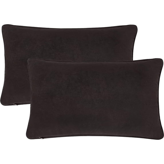 A1HC Set of 2 Luxurious Soft Velvet Throw Pillow Covers Only, 12"x20", Iron Grey, Decorative Cushion Covers with Hidden YKK Zipper for Sofa or Bed
