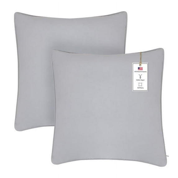 A1HC Set of 2 Luxurious Soft Velvet Throw Pillow Covers Only, 22"x22", Light Grey, Decorative Cushion Covers with Hidden YKK Zipper for Sofa or Bed