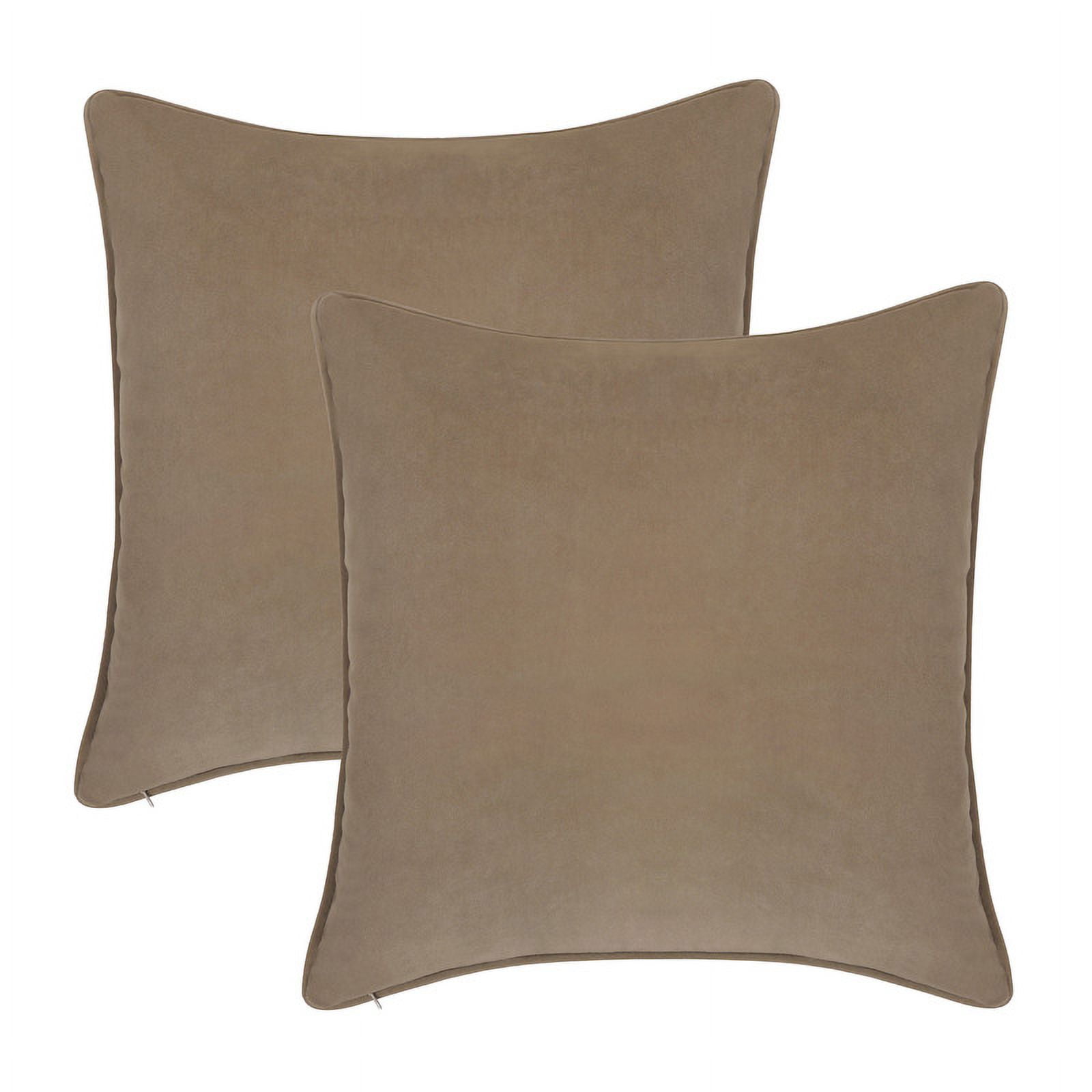 A1HC Set of 2 Luxurious Soft Velvet Throw Pillow Covers Only, 22"x22", Tan, Decorative Cushion Covers with Hidden YKK Zipper for Sofa or Bed