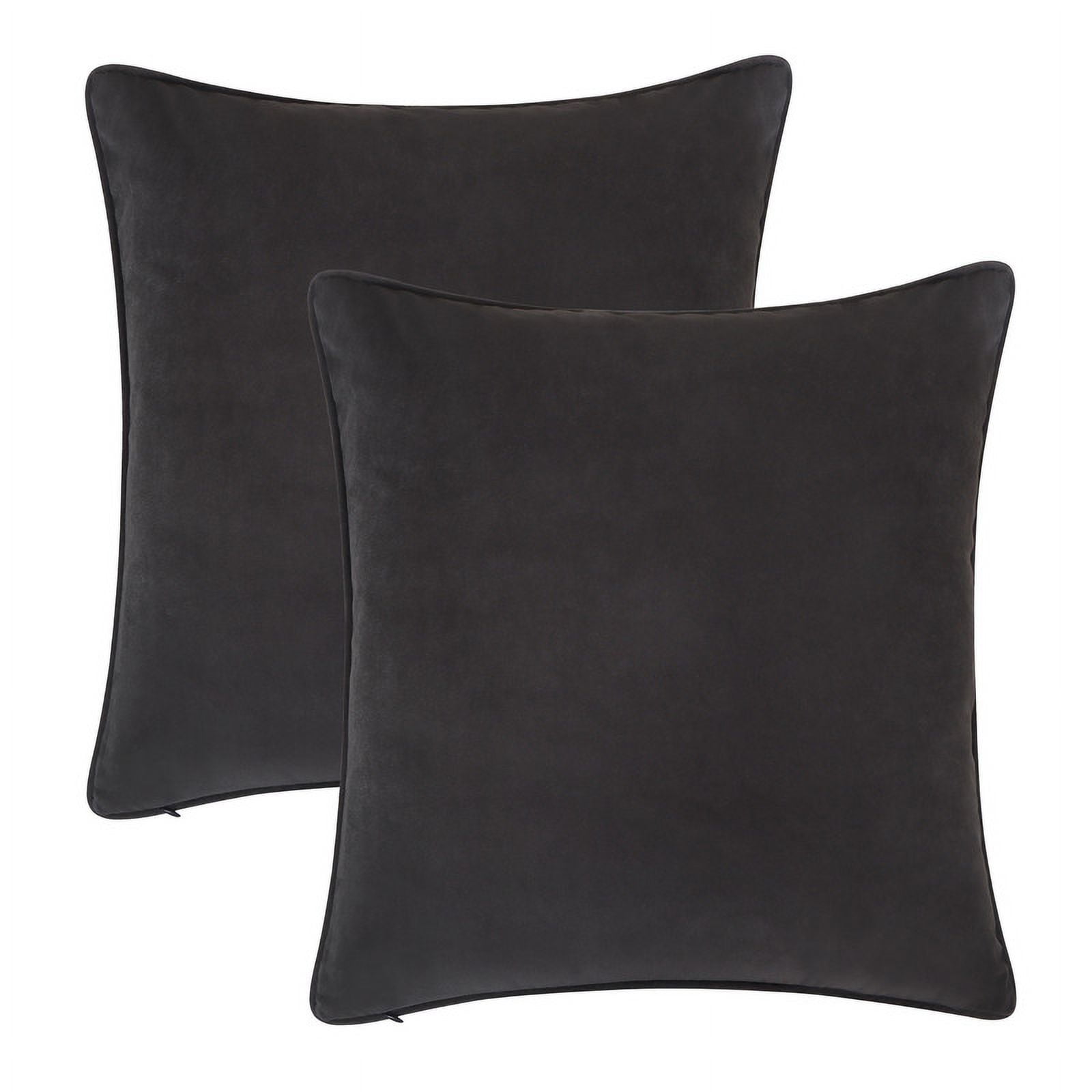 A1HC Set of 2 Luxurious Soft Velvet Throw Pillow Covers Only, 24"x24", Graphite, Decorative Cushion Covers with Hidden YKK Zipper for Sofa or Bed