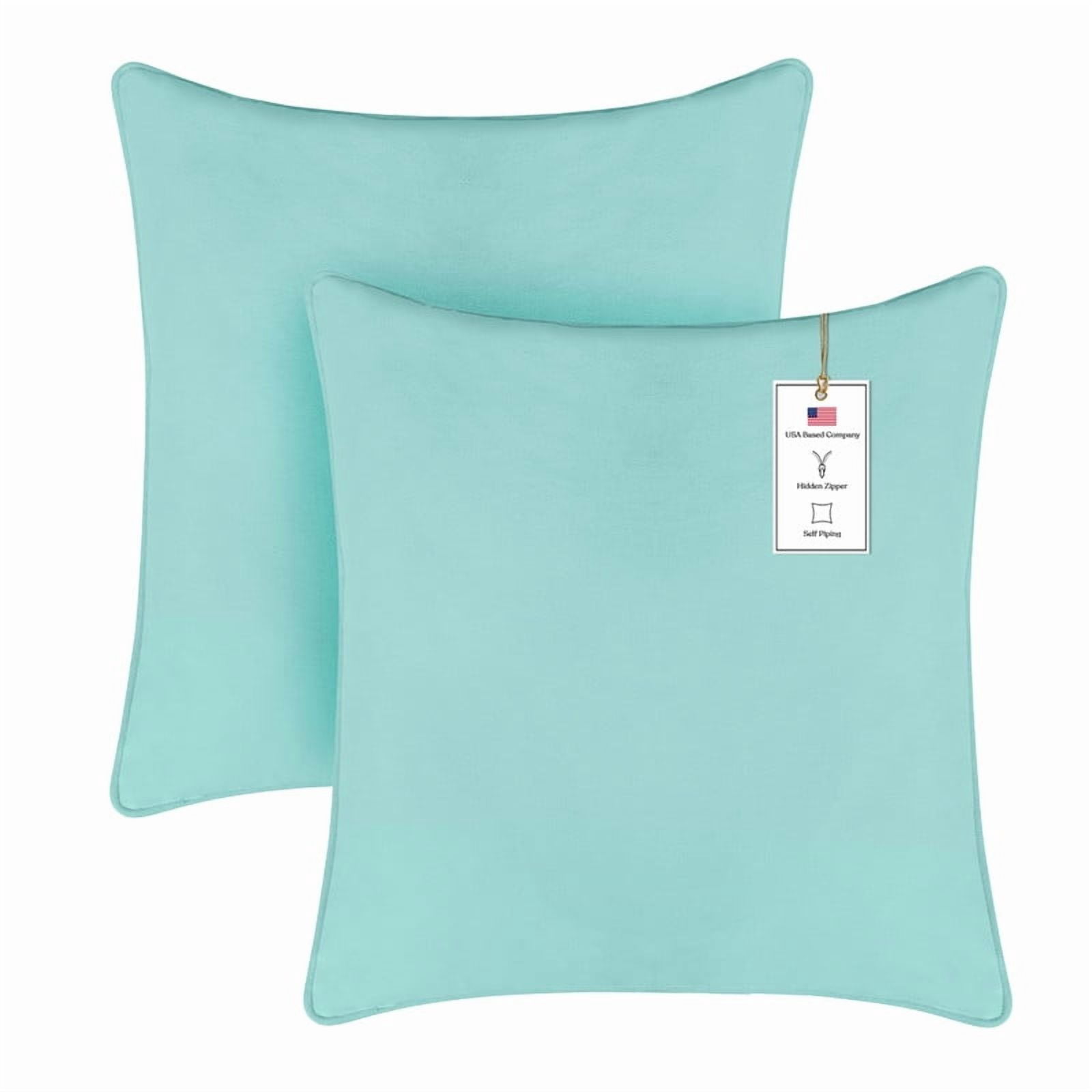 A1HC Set of 2 Luxurious Soft Velvet Throw Pillow Covers Only, 24"x24", Aqua Blue, Decorative Cushion Covers with Hidden YKK Zipper for Sofa or Bed