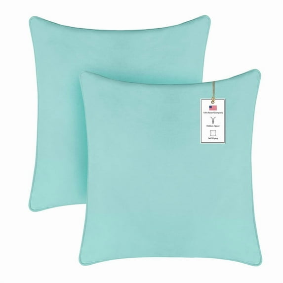 A1HC Set of 2 Luxurious Soft Velvet Throw Pillow Covers Only, 24"x24", Aqua Blue, Decorative Cushion Covers with Hidden YKK Zipper for Sofa or Bed