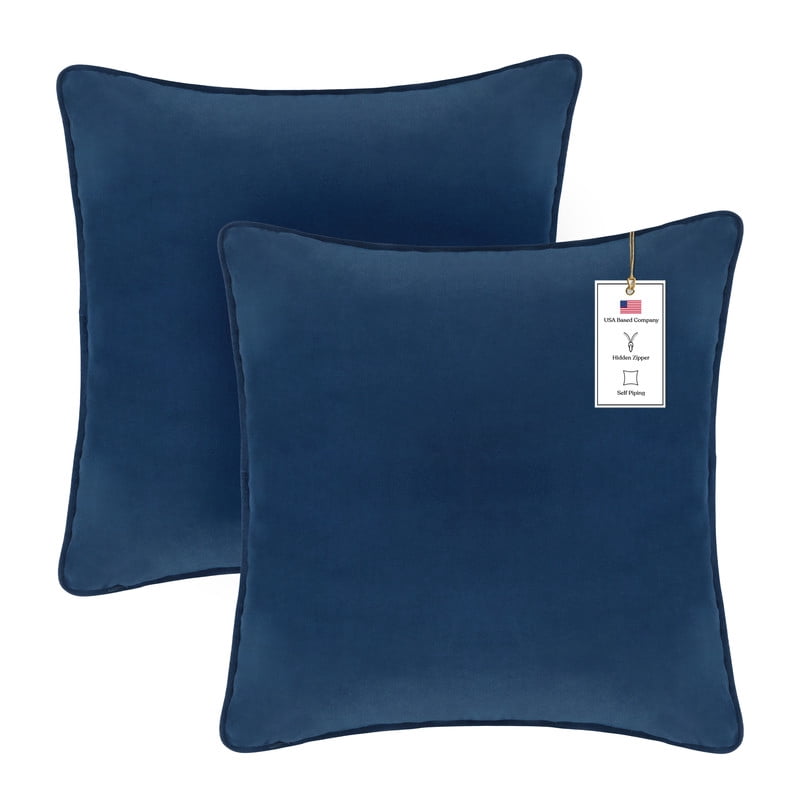 A1HC Set of 2 Luxurious Soft Velvet Throw Pillow Covers Only, 22"x22", Royal Blue, Decorative Cushion Covers with Hidden YKK Zipper for Sofa or Bed