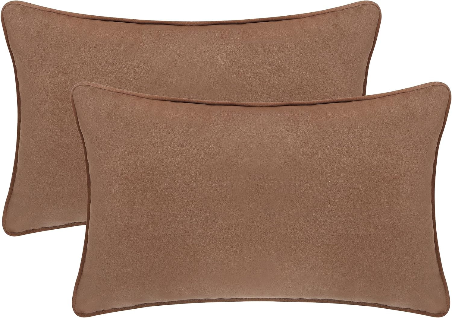 A1HC Set of 2 Luxurious Soft Velvet Throw Pillow Covers Only, 12"x20", Cocoa, Decorative Cushion Covers with Hidden YKK Zipper for Sofa or Bed