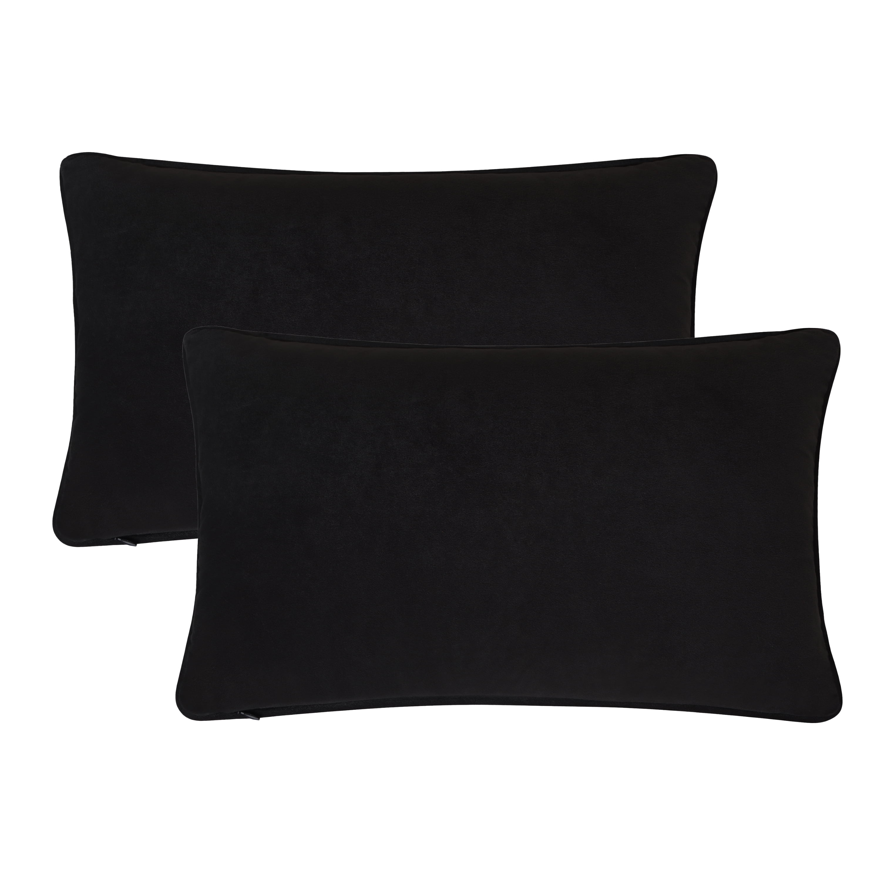 Luxurious Black Velvet Rectangular Pillow Covers Set of 2