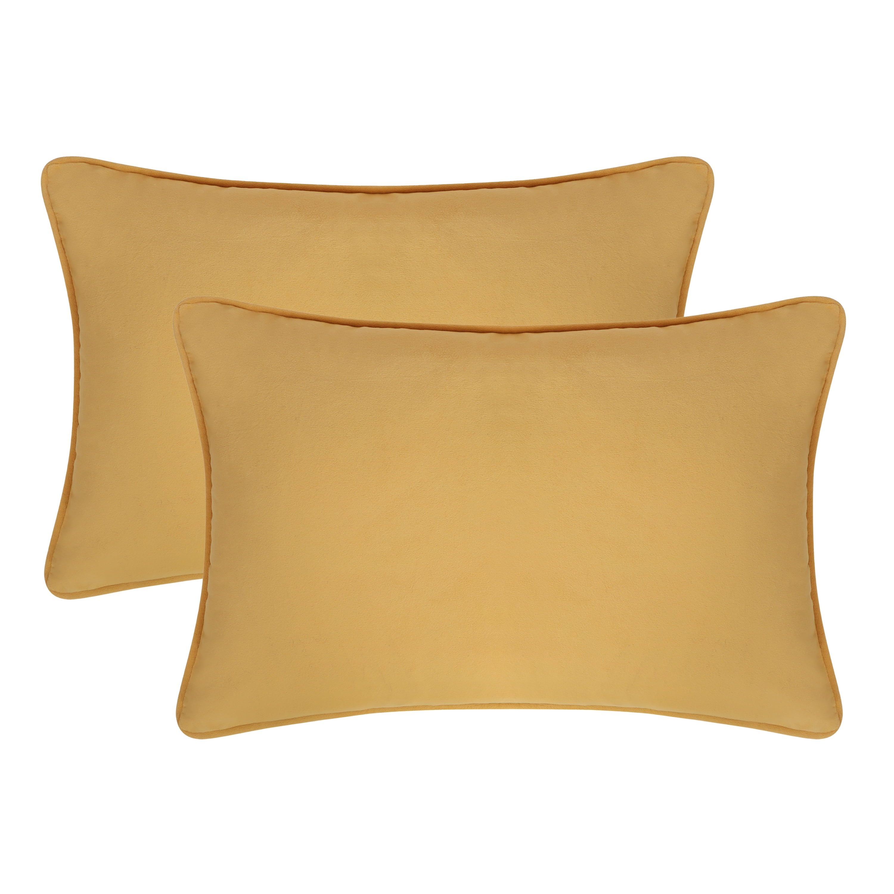 Mustard Yellow Velvet 12"x20" Throw Pillow Covers with Hidden Zipper, Set of 2