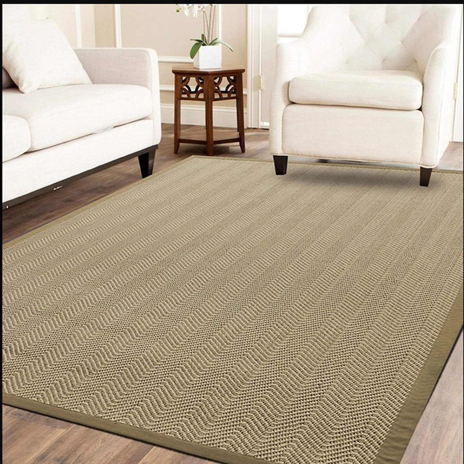 A1HC Sisal Rug Natural Fiber Area Rug Non-Skid Latex Backing Sisal Rug for Entryway, Dining or Living Room BeigeHerringbone Rug Various Sizes Beige- 8'x10'