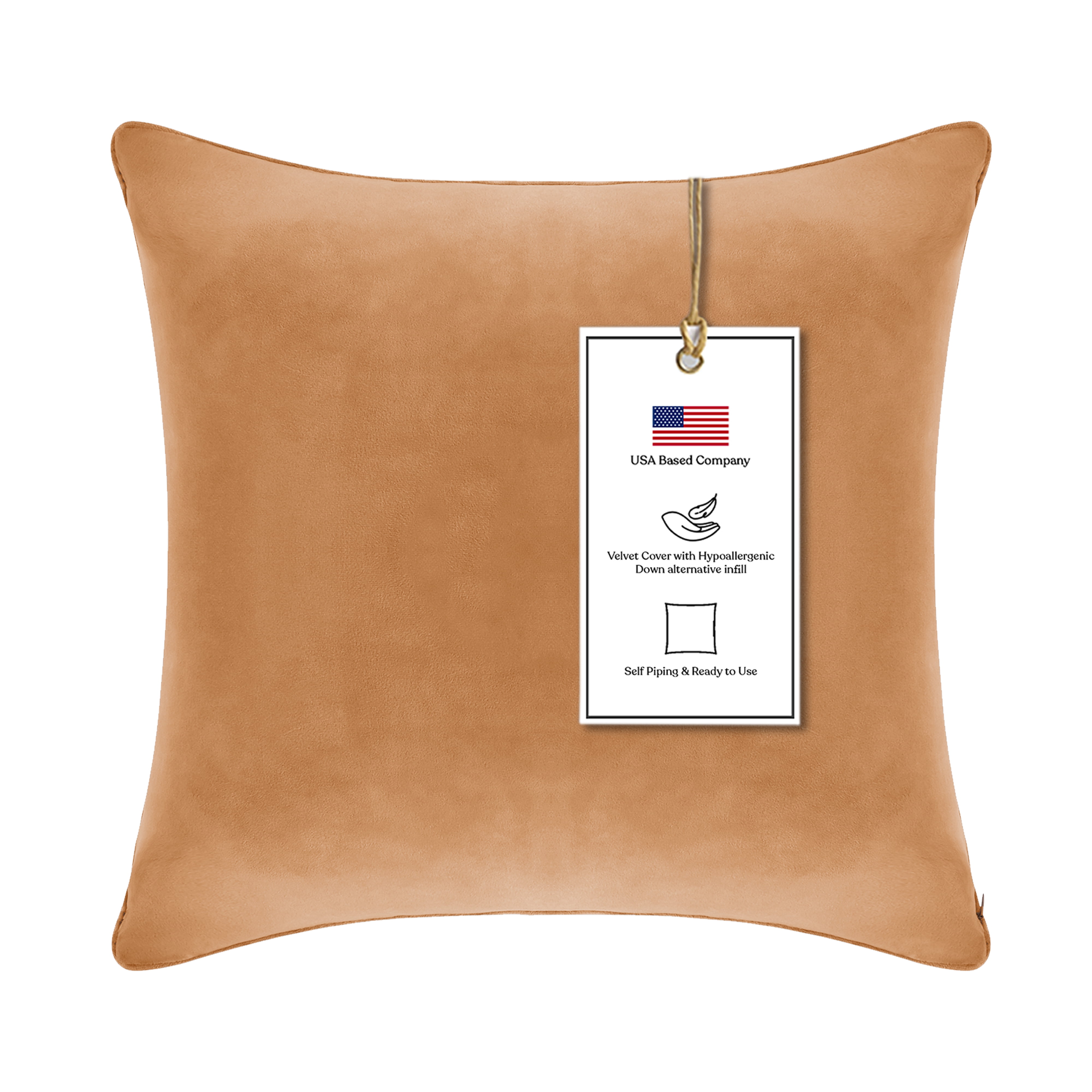 A1HC Hypoallergenic Down Alternative Decorative Throw Pillow, 20x20 in, Square, Pack of 1, Brown Derby