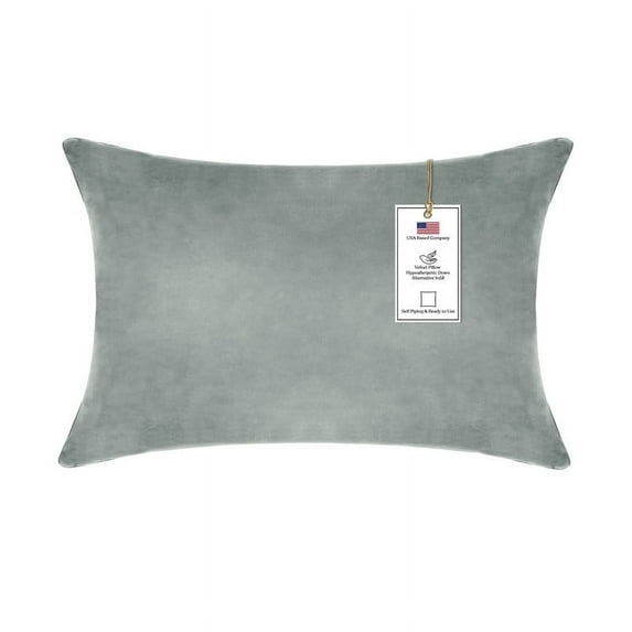 A1HC Hypoallergenic Down Alternative Decorative Throw Pillow, 12x20 in, Rectangular, Pack of 1, Dove Grey