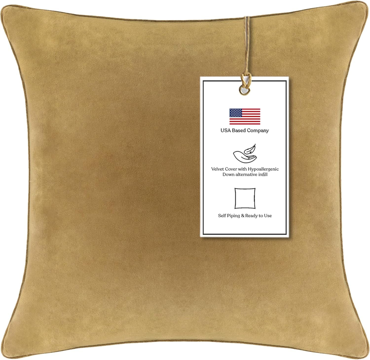 A1HC Hypoallergenic Down Alternative Decorative Throw Pillow, 24x24 in, Square, Pack of 1, Irish Coffee