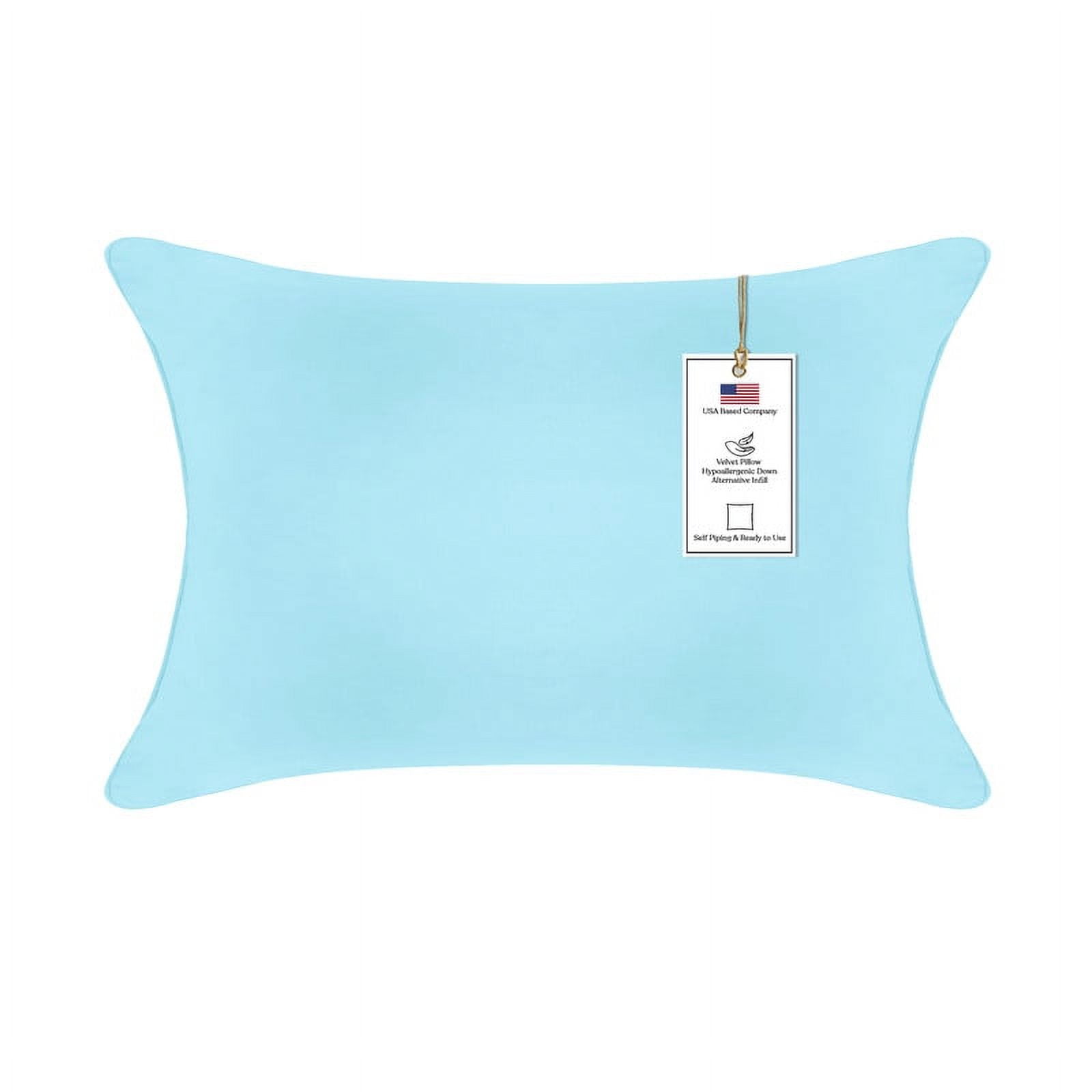 A1HC Hypoallergenic Down Alternative Decorative Throw Pillow, 12x20 in, Rectangular, Pack of 1, Light Blue
