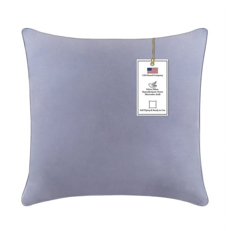 A1 Home Collections A1HC Velvet Throw Pillow Insert Hypoallergenic Down Alternative Fill Pack of 1 24x24 Inches Slat Grey