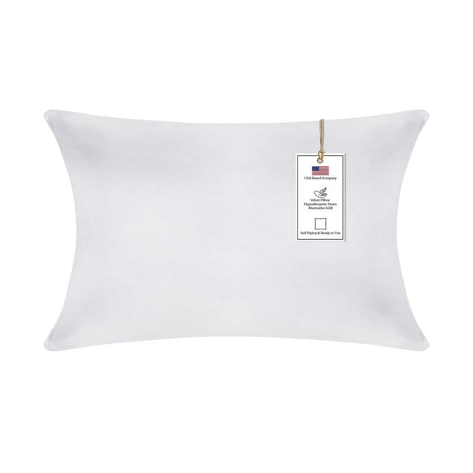 White Hypoallergenic Down Alternative 12" x 20" Velvet Throw Pillow