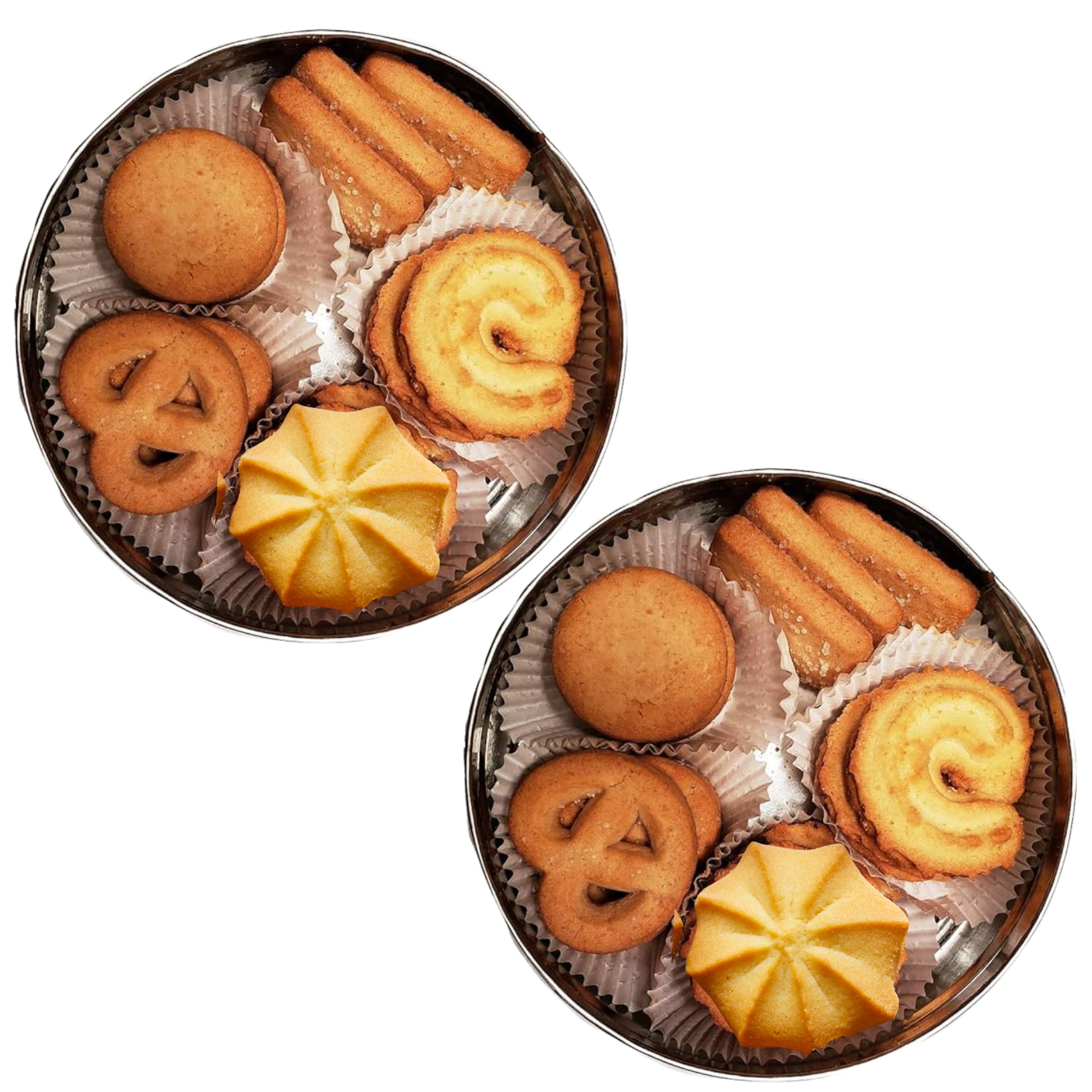 A1U Danish Style Butter Cookies, Delicious Premium Edible Dessert Sweet Treats Biscuits Round Container Classic Shapes Christmas Holiday Party Favor Stocking Stuffer Gifts Basket, 2 ct. (4 oz. Tins)