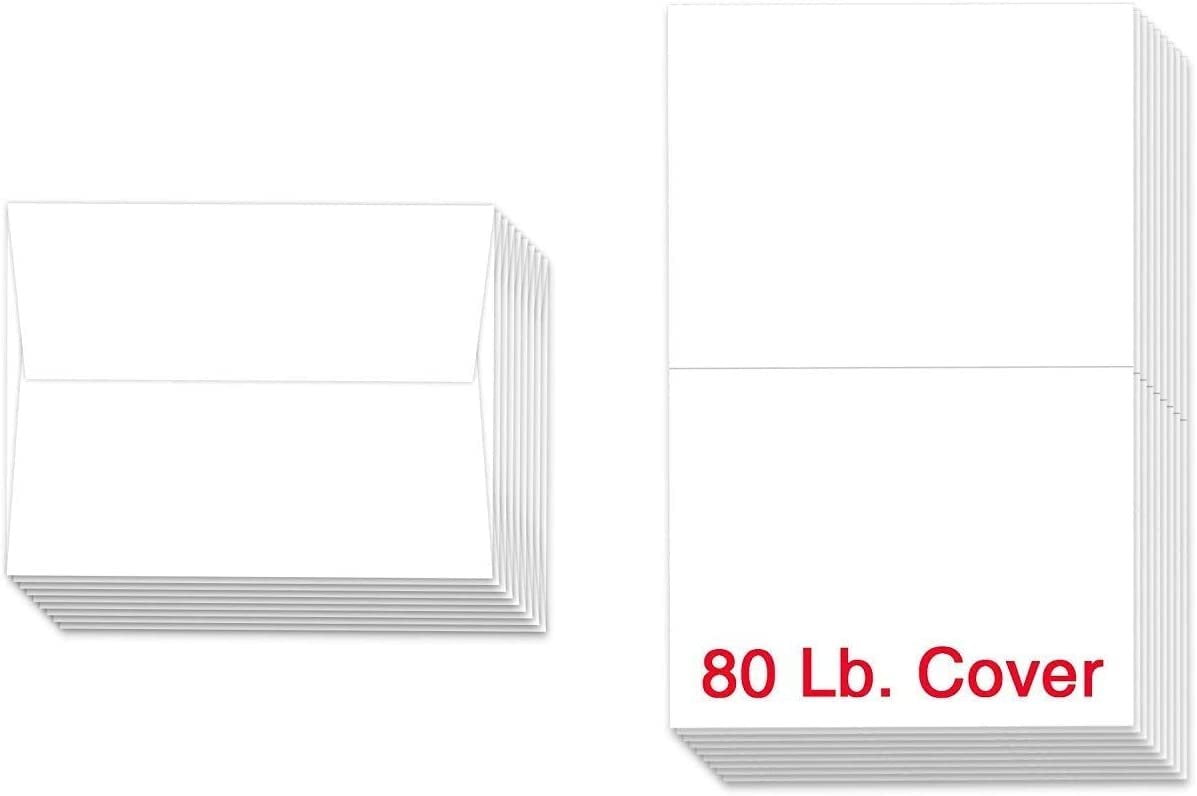 A2-4 1/4 x 5 1/2" - Heavyweight Blank White Greeting Cards and Envelopes| 100 Cards and 100 Envelopes Per Pack