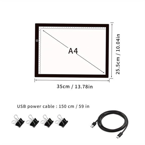 A2/A3/A4 Dual-Light LED Drawing Board - 3-Speed Dimming Acrylic Tracing Lightbox with 4 Clips