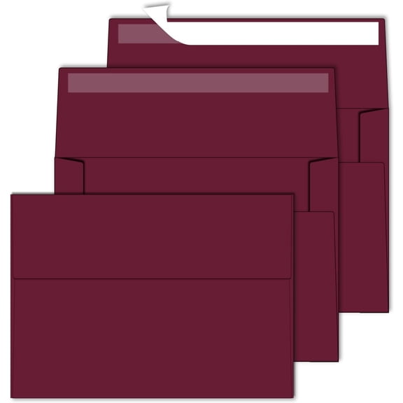A2 Envelopes 100 Pack,Self Seal 120gsm Paper for 4.25x5.5 Cards 4 3/8" x 5 3/4" Envelopes for Invitations, Postcards, Photos, RSVP, Greeting Cards (Burgundy Red)