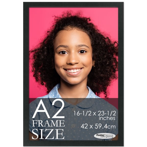 A2 Frame Black Modern Minimalist - Modern Wood A2 Picture Frame For A2 Size Artwork or Documents - 16.5x23.5 Frame