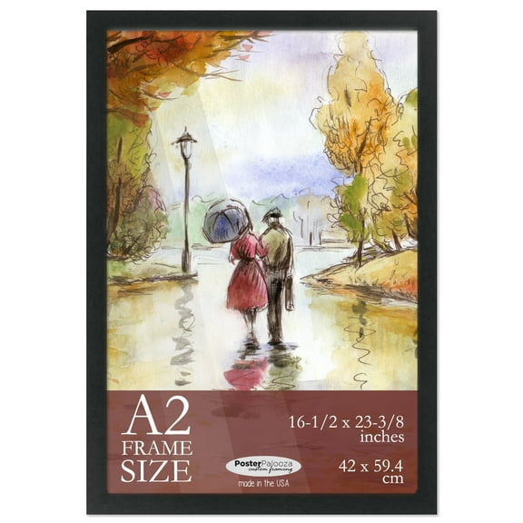 A2 Frame Black Modern Minimalist 16.5x23.5 Frame - Wood A2 Picture Frame, UV Acrylic
