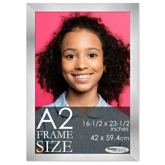 A2 Frame Silver Modern Minimalist - Modern Wood A2 Picture Frame For A2 Size Artwork or Documents - 16.5x23.5 Frame