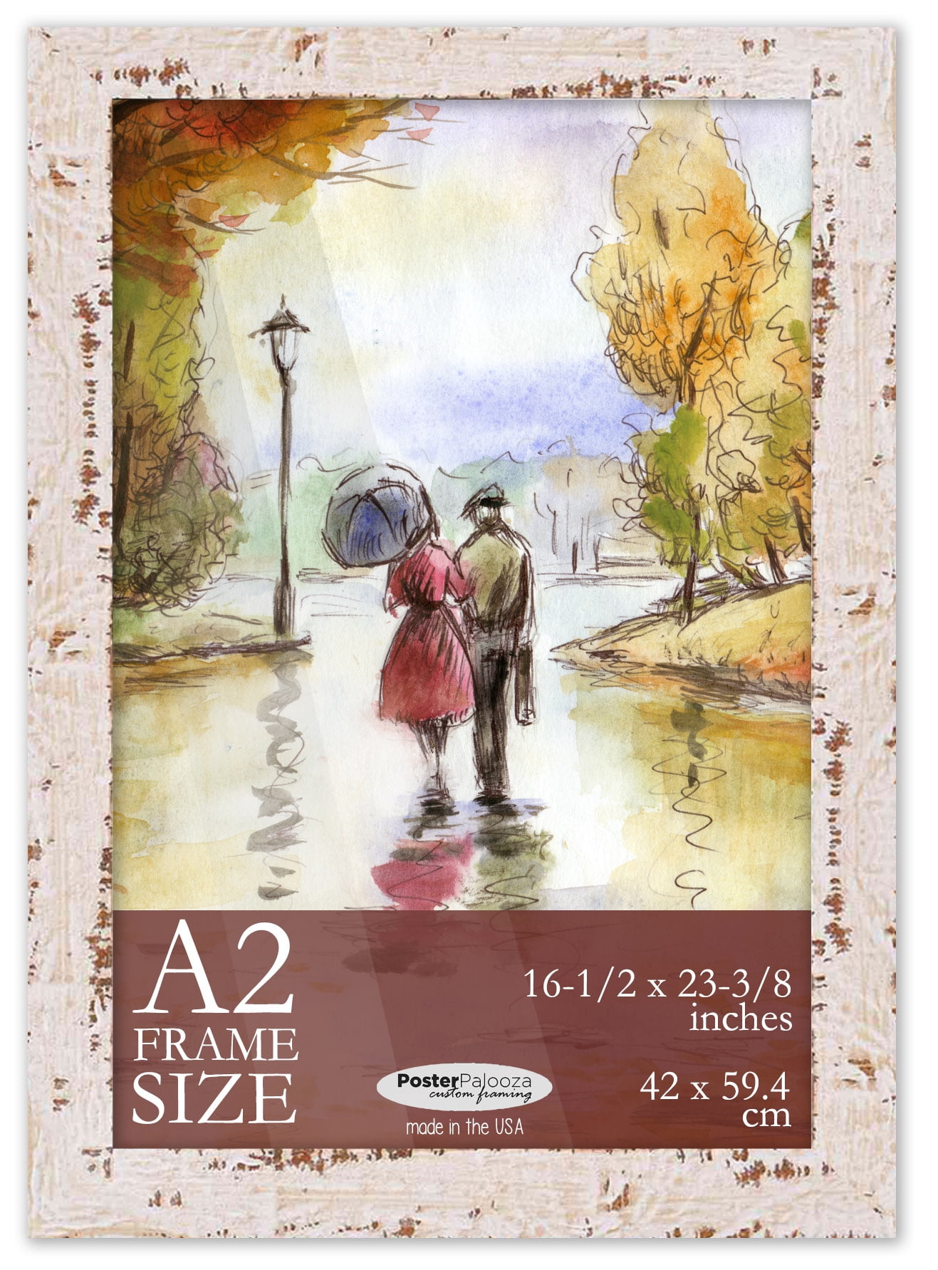 A2 Frame White Rustic Farmhouse 16.5x23.5 Frame - Shabby Chic Wood A2 ...