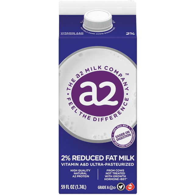 A2 Milk® UltraPasteurized 2 Reduced Fat Milk, 59 fl oz Carton