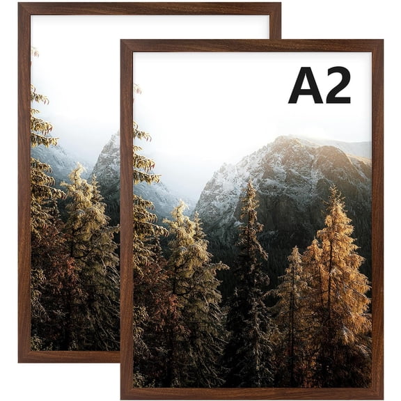 A2 Picture Frame Brown Set of 2, 16.5 x 23.4 Prints Wall Mounted Horizontal and Vertical