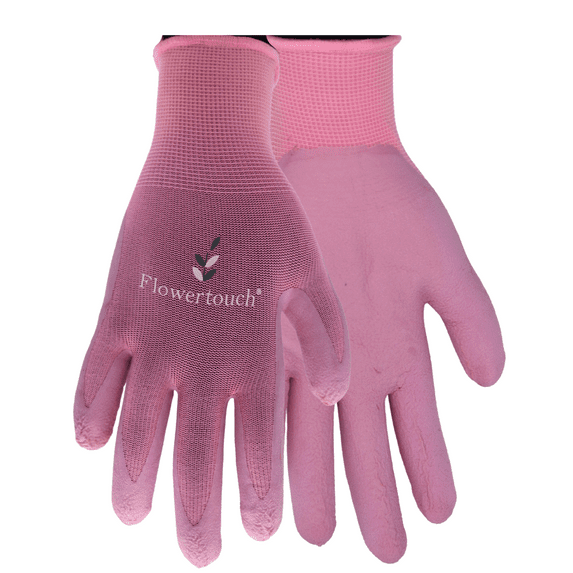 A207 Flowertouch Foam Latex Palm All Purpose Gloves, Available in Purple, Green, Red and Pink, Sold by Pair (Pink, Medium)