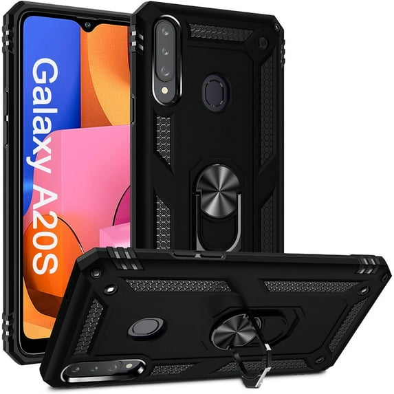 A20s Case, Samsung Galaxy A20s Case Military Grade Protective Samsung A20s Cases Cover with Ring Car Mount Kickstand for Samsung Galaxy A20s - Black