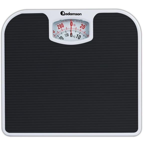 A21 Analog Scales for Body Weight - Up to 300 LB - New 2024 - Anti-Skid Rubber Surface + Lar Numbers - Analog Bathroom Scale - Affordable - Durable with 20-Year Warranty - Black