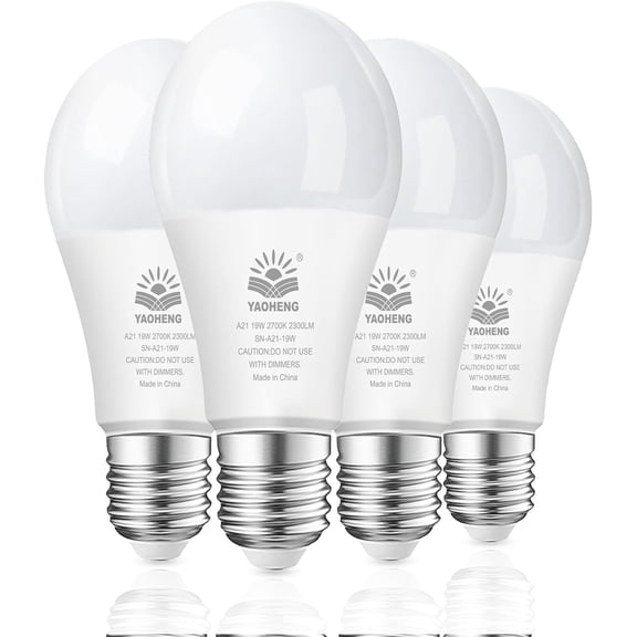 A21 LED Light Bulb, 150 Watt Equivalent LED Bulbs, 19W 2700K Warm White, 2300 Lumens, Non-Dimmable, E26 Super Bright Light Bulb Indoor, Energy Efficient ETL Listed, 4-Pack