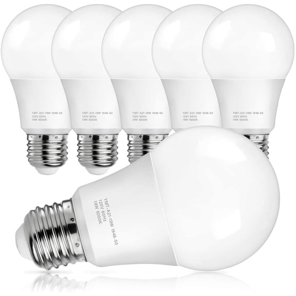 A21 LED Light Bulbs, 150 Watt Equivalent Daylight White 5000K, 2600LM, E26 Base, Non-Dimmable, 19W Bulbs Commercial Lighting, Pack of 6