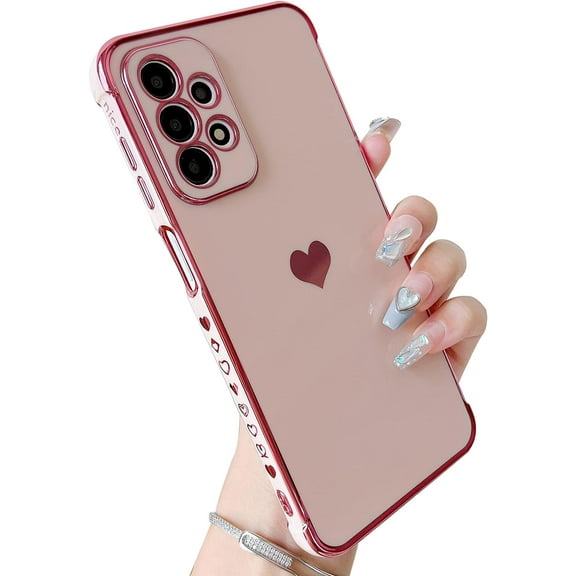 A23 5g Case, for Samsung Galaxy A23 5g Case Women Girls Cute Design Soft Silicone Camera Protection Protective Lovely Heart Phone Case (Pink)