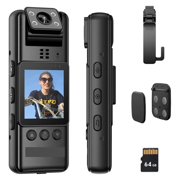 A23 Infrared Night Vision Mini Camera 1080P 180 Rotating Len Video Recorder Small Camcorder Police BodyCam Magnetic Clips ,Ultra HD