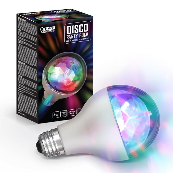 A23 Multi-Color Rotating Disco Party LED Light Bulb, Diamond Lens Color-Changing Effect, E26 Base, Decorative Party & Kids Room Lighting Bulb, 10,000-Hour Lifetime, DISCO1/LED