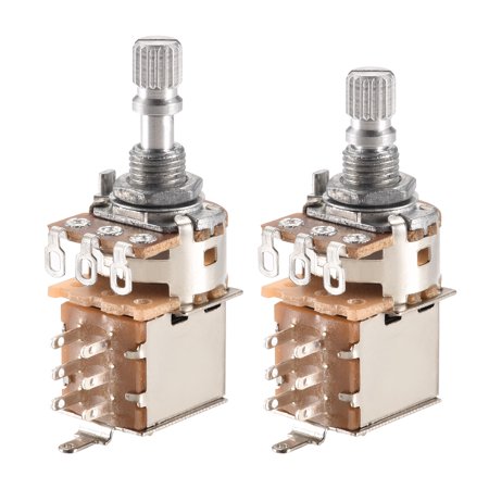 A250K 9 Pin 15mm Short Split Shaft Push Pull Audio Taper Potentiometers for Electric Guitar 2 Pack