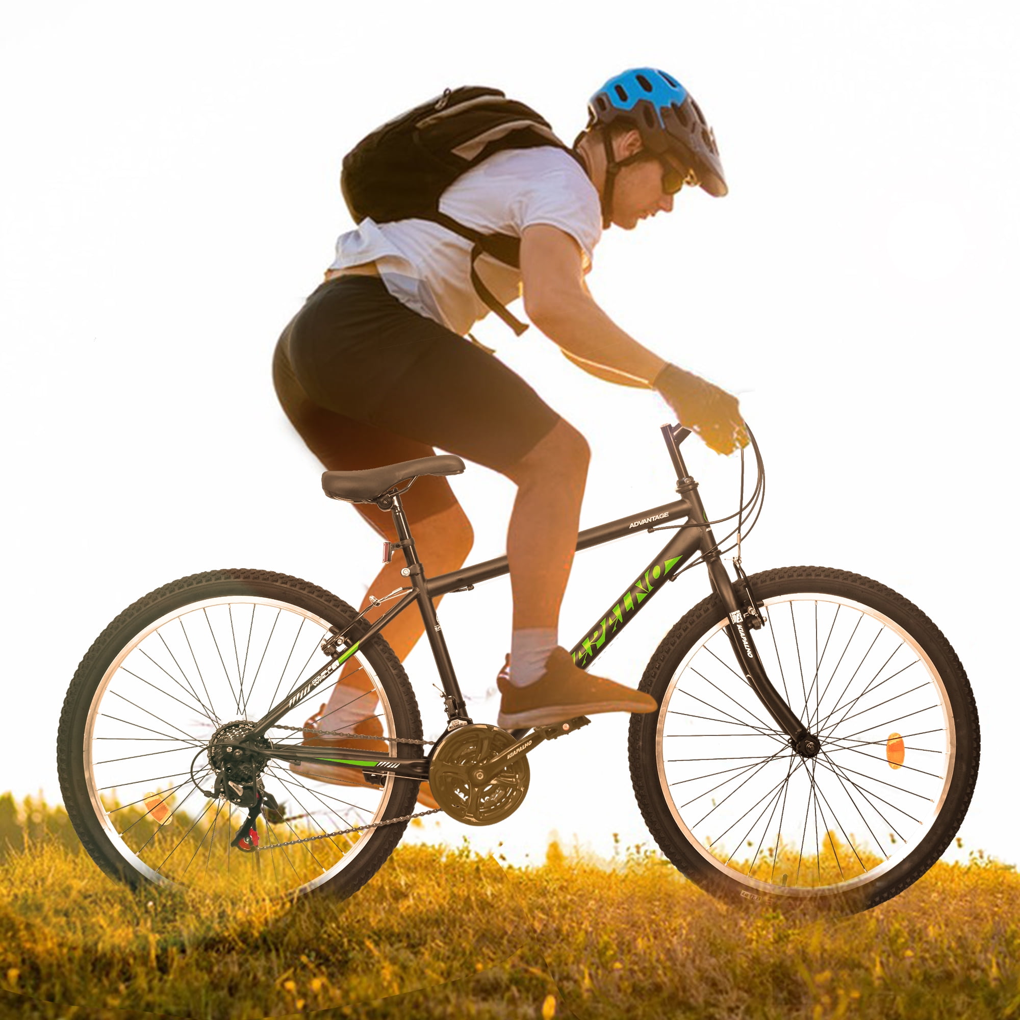 A26338 26 Inch Carbon Steel Frame Mountain Bike,Front amd Rear Dual Shock Absorption,21-Speed Dual V-Brake, Adult and Teens Bicycle for Mountain