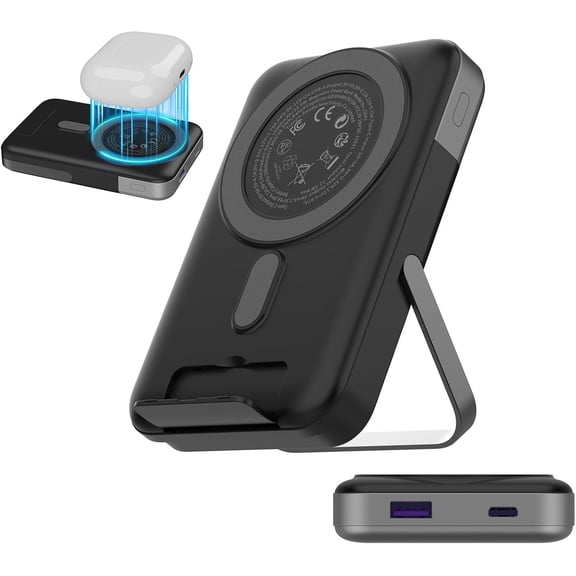 A2641 NOBIS for Magsafe Battery Pack 10000mAh, Dual-Foldable Wireless Magnetic Power Bank with LED Display Magnetic Portable Charger 22.5W PD Fast Charging Type C in&Out for Phone 16 S25