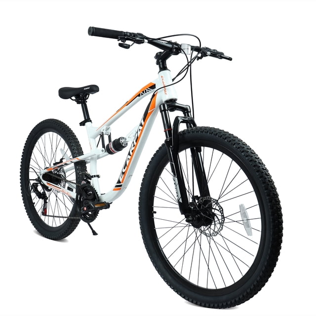 A2670 26 Inch Mountain Bike with 21-Speeds & Full Suspension Steel Frame, Alloy Rims, Disc Brakes For All Terrains, Men & Women, Multiple Colors