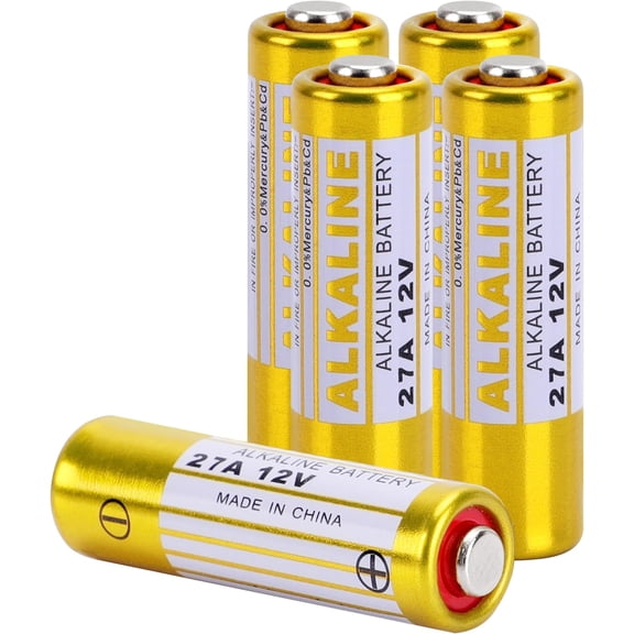 A27 27A 12V Alkaline Battery (5-Pack) - 27A Long-Lasting for Gara Door Openers, Car Key Fobs, Remote Controls & More - Leak-Proof, Eco-Friendly Power