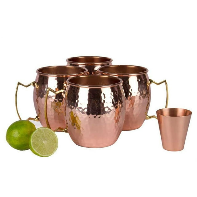 A29 Moscow Mule 100 Copper Mug(Hammered,16 Ounce),4Pack,with BONUS