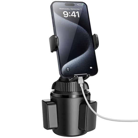 A2C Car Cup Holder Phone Mount with Telescoping Pole - Black