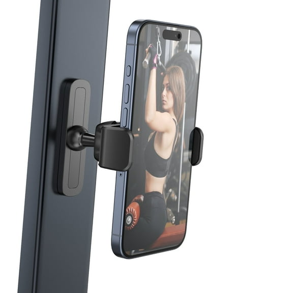 A2C Gym Phone Holder Magnetic, 360-Degree Adjustable Phone Stand, Alloy Base and Joint, Black