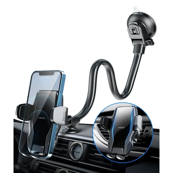 A2C Phone Holder for Car, Suction Cup Long Arm Phone Mount for Car Truck, Compatible with iPhone, Samsung, Google, LG and More