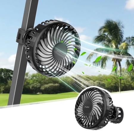 A2C Portable Fan for Golf Cart, Hands-Free Rechargeable Fan with Adjustable Strap for Forklifts, Lawn Mowers, 3 Speeds