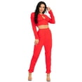 thumbnail image 1 of A2Y Women's 2 Pieces Long Sleeve Crop Top and Stacked Detail Jogger Pant Set Red S, 1 of 3