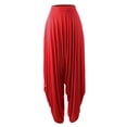 thumbnail image 1 of A2Y Women's Baggy Elastic Ban Wide Leg Pockets Harem Pants Red M, 1 of 3