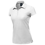 A2Y Women's Basic Casual 4-Button Junior-Fit PK Ring Spun Cotton Pique Polo Shirt White L