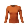 thumbnail image 1 of A2Y Women's Basic Casual Colorful 3/4 Sleeve Knit Pullover Sweator Top Dusty Orange XL, 1 of 6