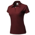 thumbnail image 1 of A2Y Women's Basic Casual Essentials 4-Button Junior-Fit PK Cotton Pique Polo Shirt Maroon 2XL, 1 of 1